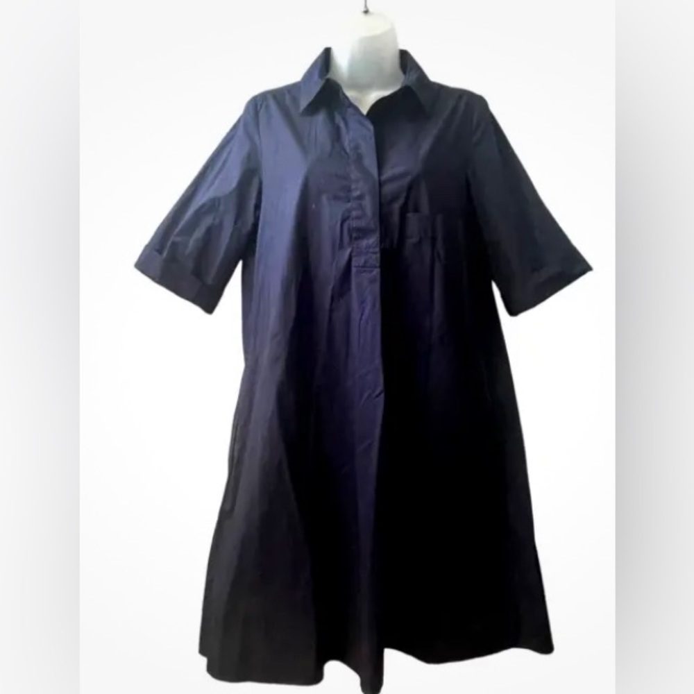 COS A-line Navy blue poplin shirt dress - Size 6